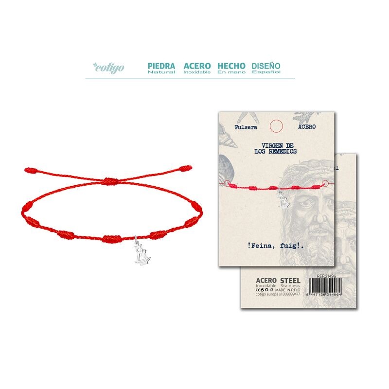 Pulsera 7 Nudos con Virgen de Los Remedios en Acero Plateado - Coleccion Provincias (Tenerife)